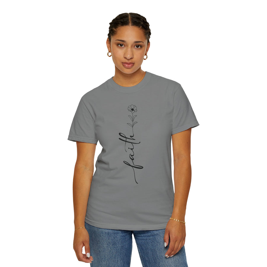 Faith Shirt-Faith Flower Shirt-Christian Religious Apparel-Gift for Her-Comfort Colors