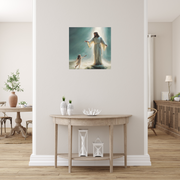 Jesus With Little Girl Canvas Wrap- Heavenly Welcome- Christian Wall Art- Jesus Art- Religious Wall Art