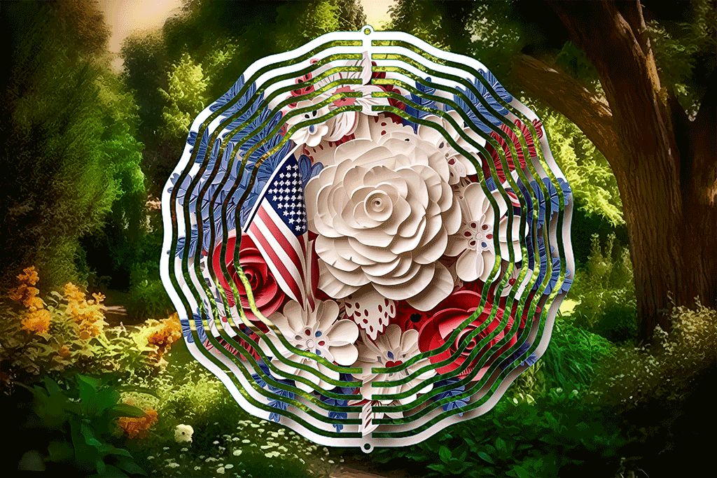 3D Patriotic Floral Wind Spinner