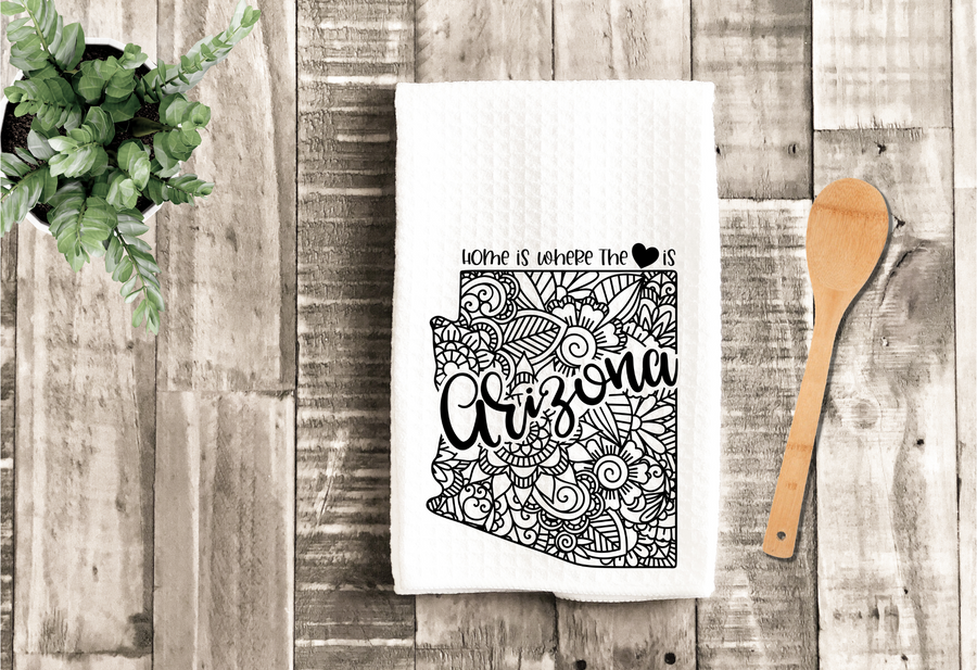 Personalized State Address Kitchen Dish Towel, Hand Tea Towel, Custom Gift