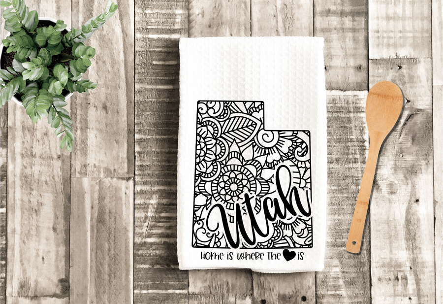 Personalized State Address Kitchen Dish Towel, Hand Tea Towel, Custom Gift