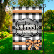 Black & White Check Personalized Garden Flag