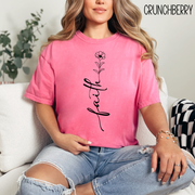 Faith Shirt-Faith Flower Shirt-Christian Religious Apparel-Gift for Her-Comfort Colors