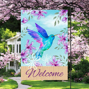 Blue Hummingbird Garden Flag