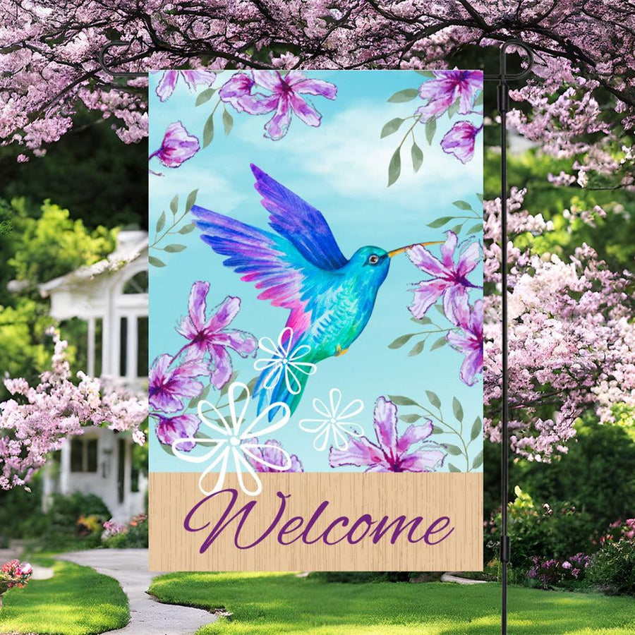 Blue Hummingbird Garden Flag