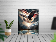 Spirit Of Freedom Majestic Eagle American Flag Cross Canvas Wrap- Patriotic Wall Art-Home Decor-Ready To Hang