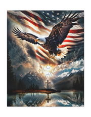 Spirit Of Freedom Majestic Eagle American Flag Cross Canvas Wrap- Patriotic Wall Art-Home Decor-Ready To Hang