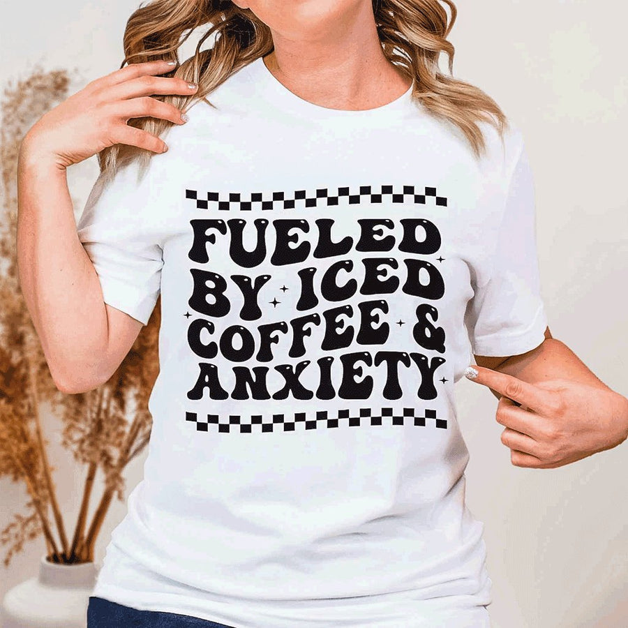 Fueled By Iced Coffee & Anxiety Screen Print Transfer