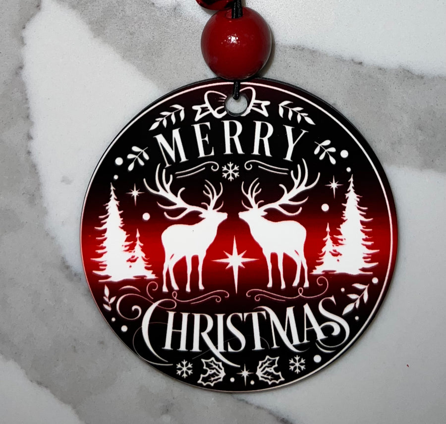 Merry Christmas with Reindeer Ornament