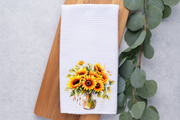 Personalized Sunflowers Kitchen Dish Towel, Hand Tea Towel, Custom Gift