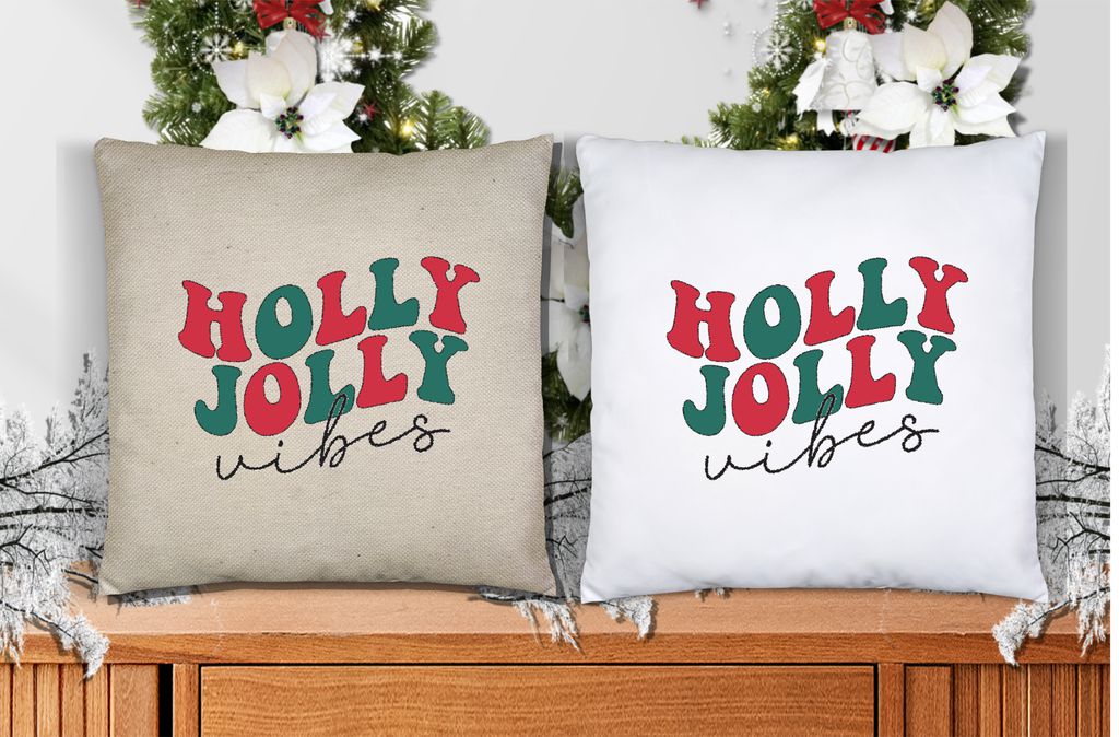 Holly Jolly Vibes Pillow Cover