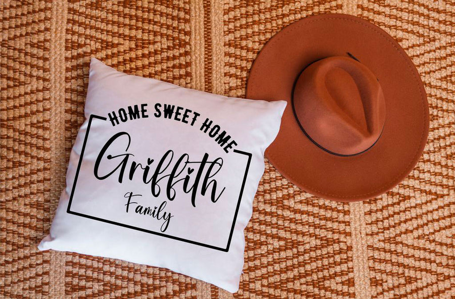 Home Sweet Home With Name Pillow Cover