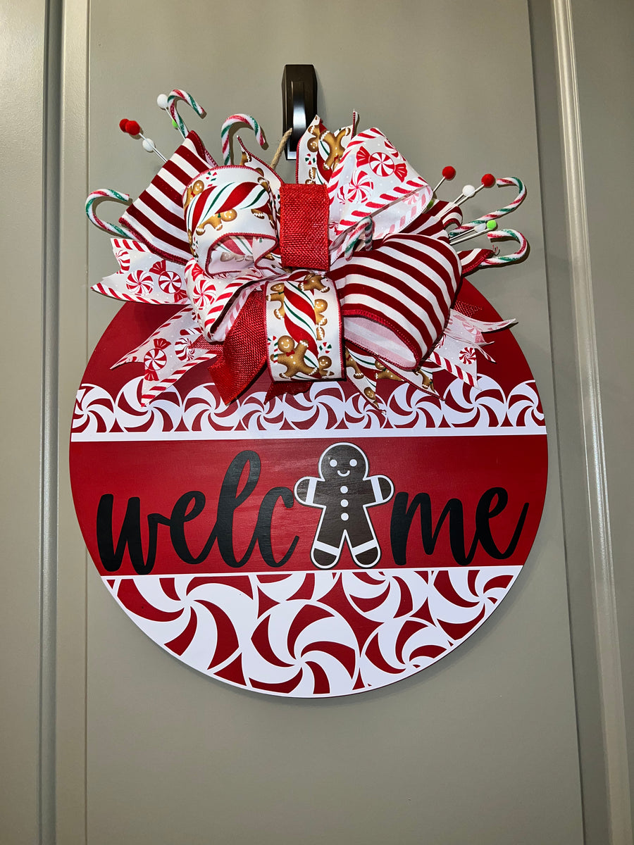 Welcome Peppermint/Gingerbread Sign