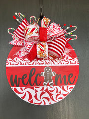 Welcome Peppermint/Gingerbread Sign