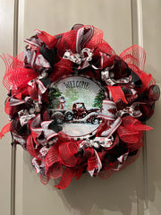 Red & Black Wreath with Welcome sign