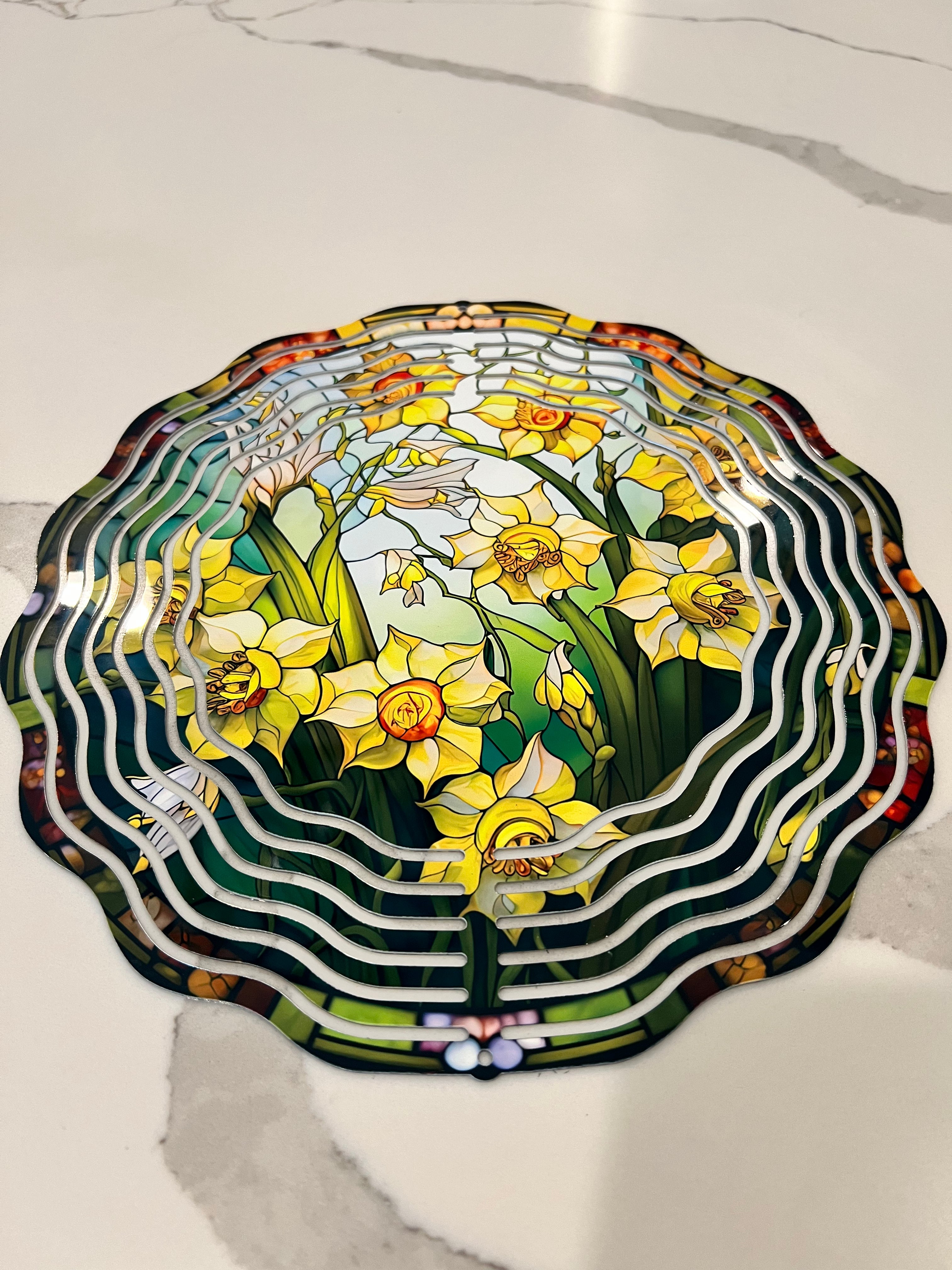 Stained Glass Daffodil Wind Spinner