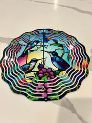 Stained Glass Three Hummingbirds Wind Spinner-10 Inch Wind Spinner-Yard Art-Outdoor Decor-Mothers Day Birthday Gift