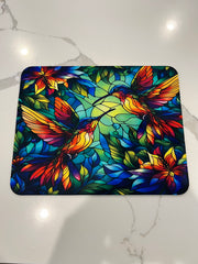 Stained Glass Hummingbirds Mousepad- Mouse pad for desk, Gift