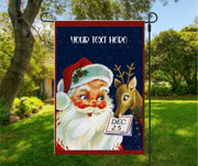 Retro Santa & Reindeer Personalized Garden Flag