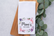 Nana's Kitchen Floral Frame Kitchen Dish Towel, Hand Tea Towel, Custom Gift