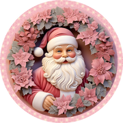 Pink Santa  Wreath Sign