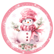 Pink Snowman Wreath Sign