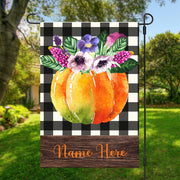 Pumpkins on Buffalo Check background Garden Flag