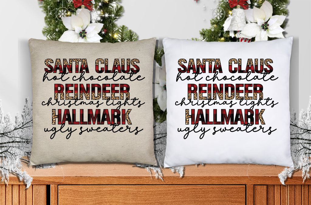 Santa Claus Reindeer Hallmark Pillow Cover