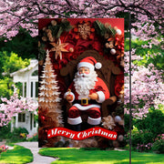 Santa In His Chair Garden Flag