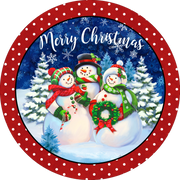 Merry Christmas with Snowmen Wreath Sign