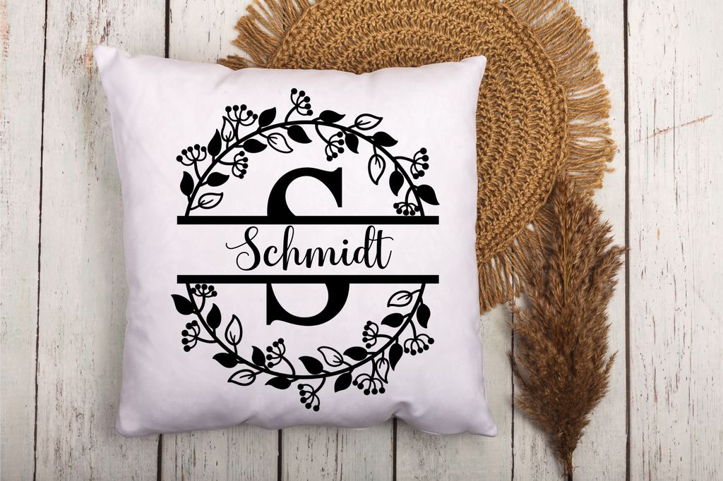 Monogram Pillow Split Vine With Name cover Only 