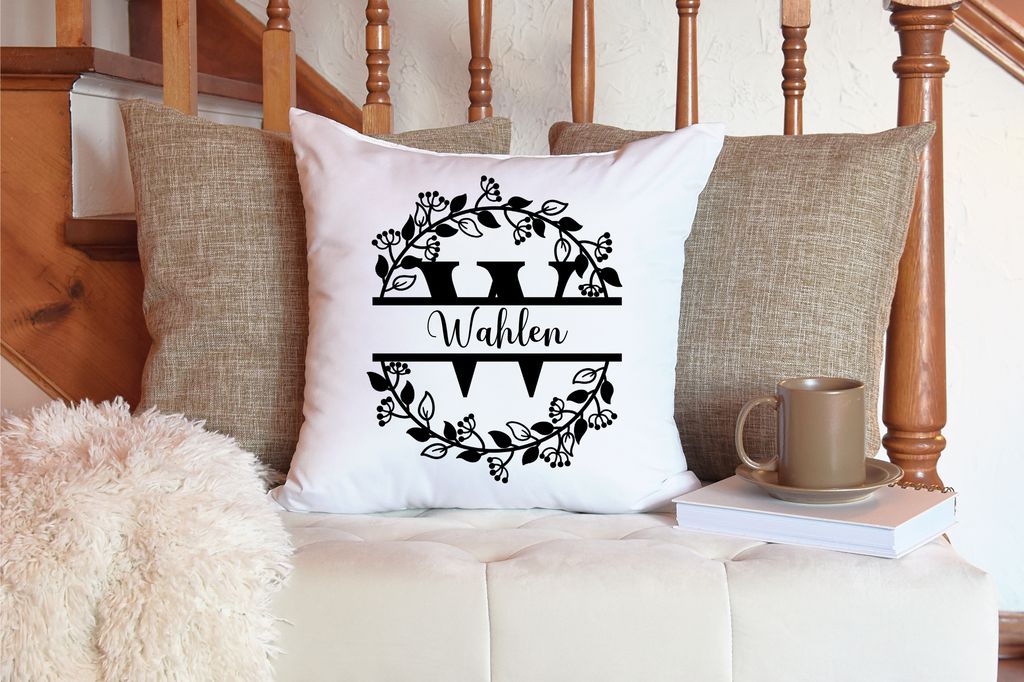 Split Monogram Pillow Cover