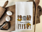 Personalized Sunflower Kitchen Utensils Kitchen Dish Towel, Hand Tea Towel, Custom Gift