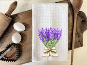 Personalized Lavender Bouquet Kitchen Dish Towel, Hand Tea Towel, Custom Gift