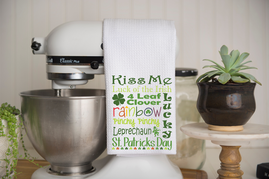 St. Patricks Day Subway Art Kitchen Towel, gift for baker, birthday gift,