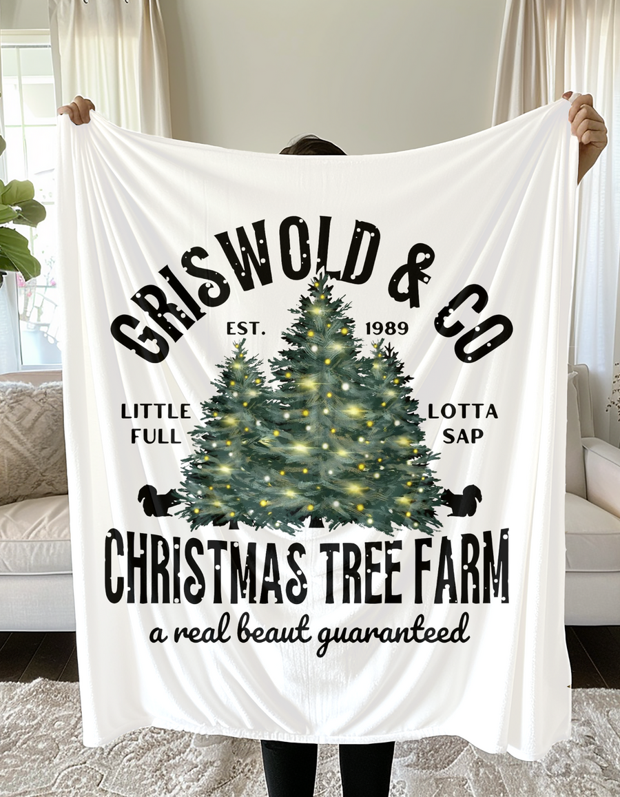 Griswold & Co Christmas Tree Farm, Christmas Movie Themed Velveteen Plush Blanket, Christmas Winter Blanket Gift