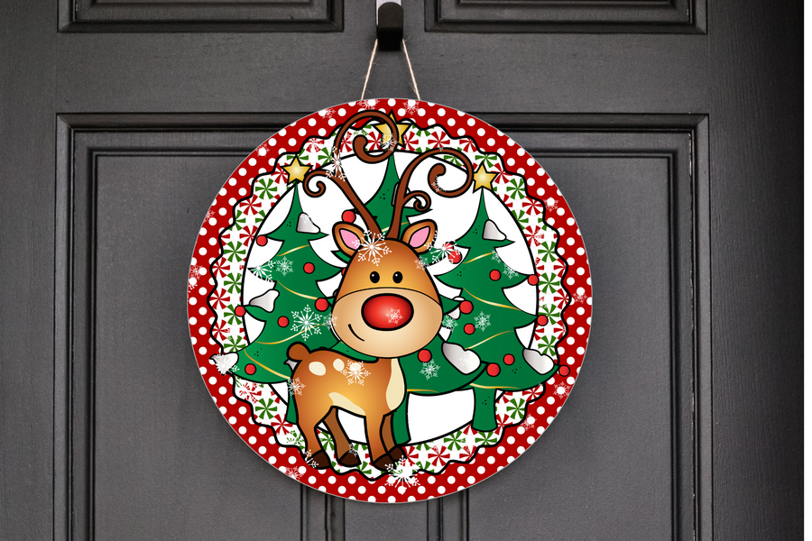 Cute Reindeer Door Hanger/ Wreath Sign