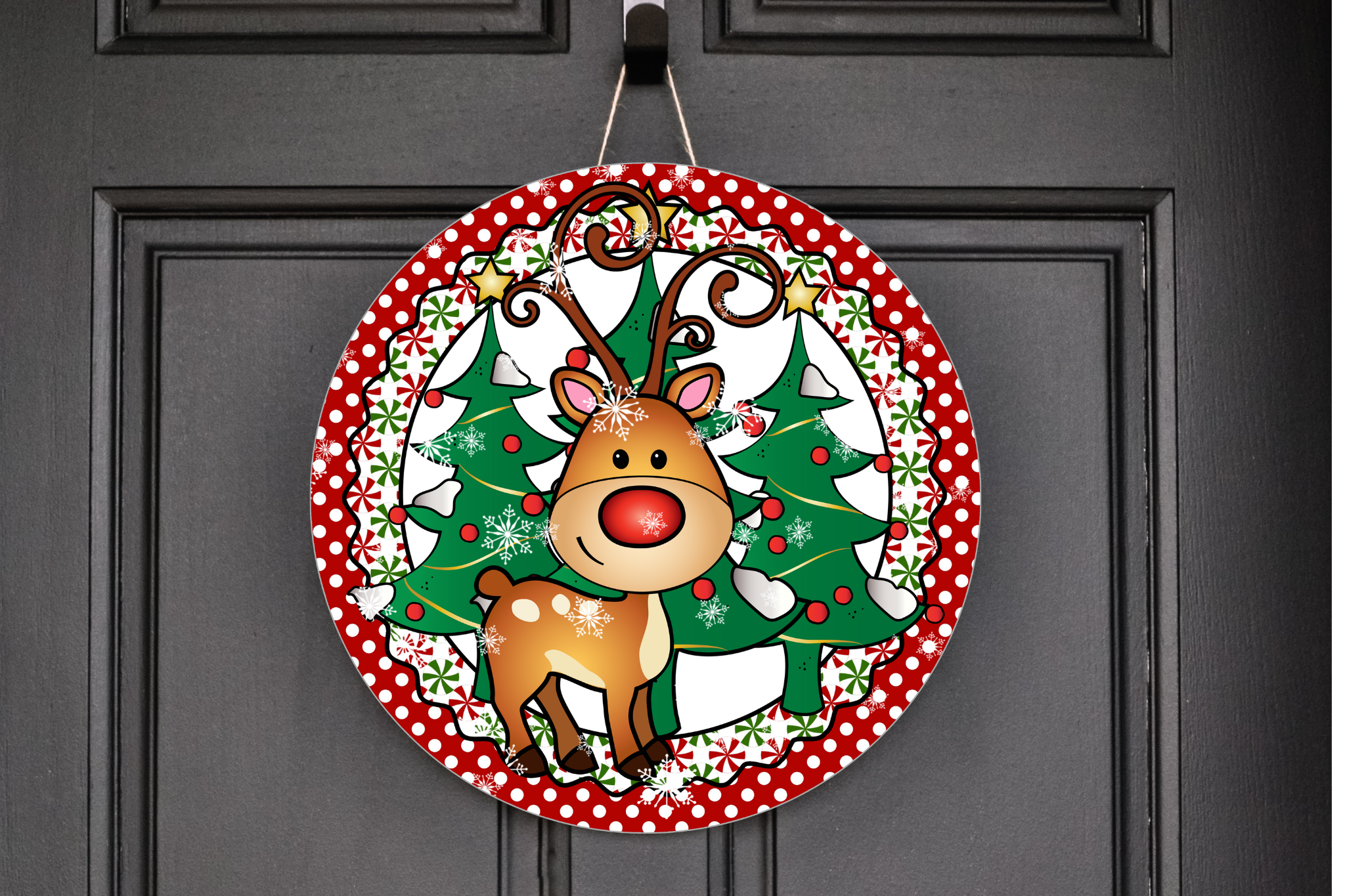 Cute Reindeer Wreath Sign