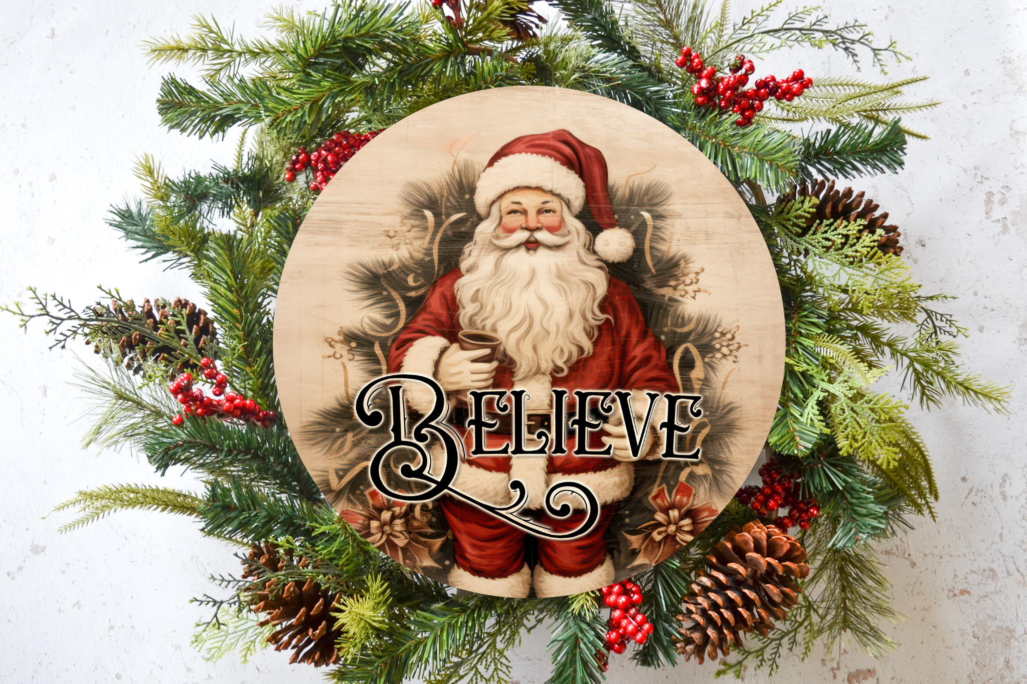 Believe Santa Wreath Sign