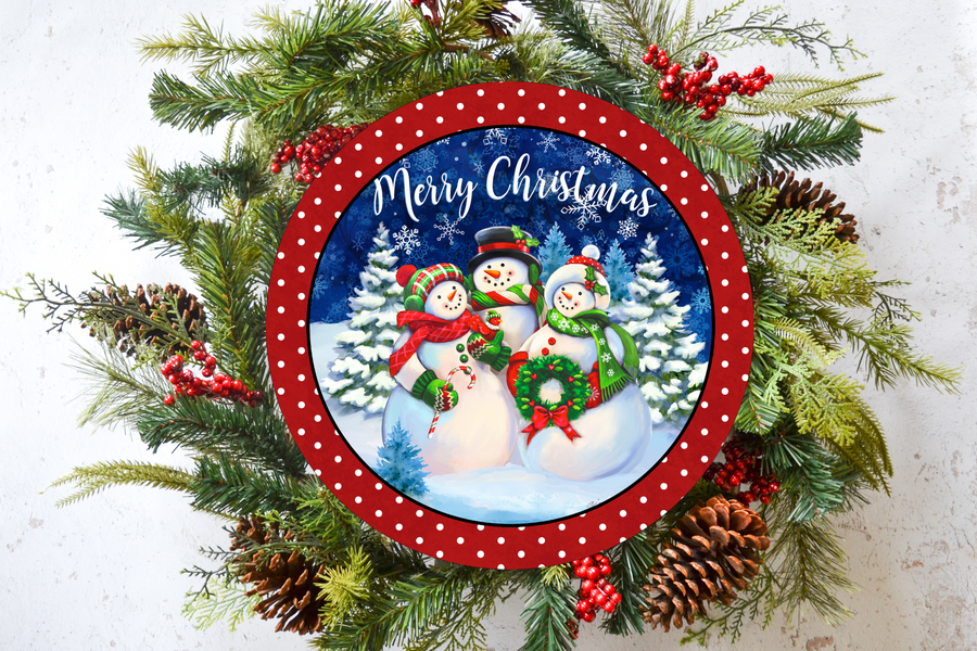 Merry Christmas with Snowmen Wreath Sign