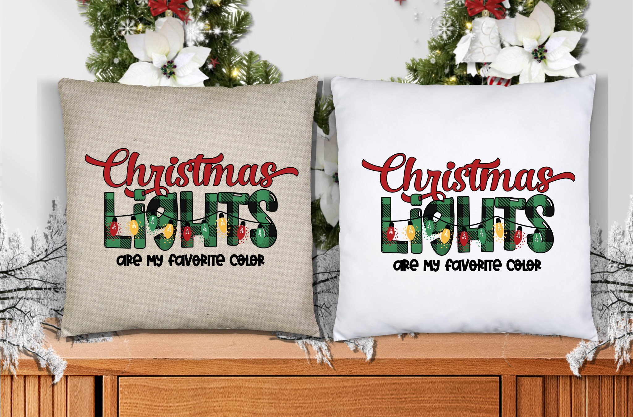 Christmas Lights Are My Favorite Color Throw Pillow Cover