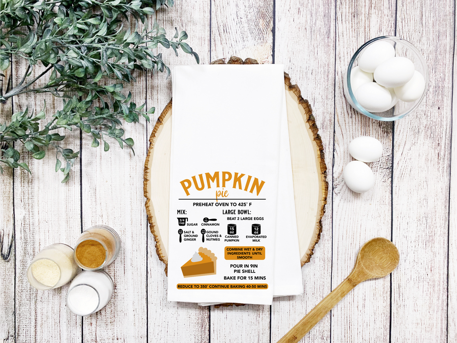 Pumpkin Pie Recipe Kitchen Towel