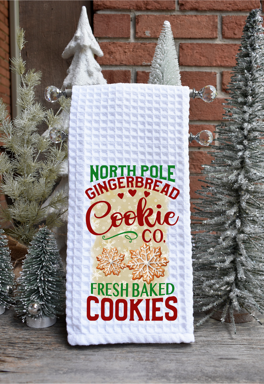 North Pole Gingerbread Cookie Co Kitchen Towel