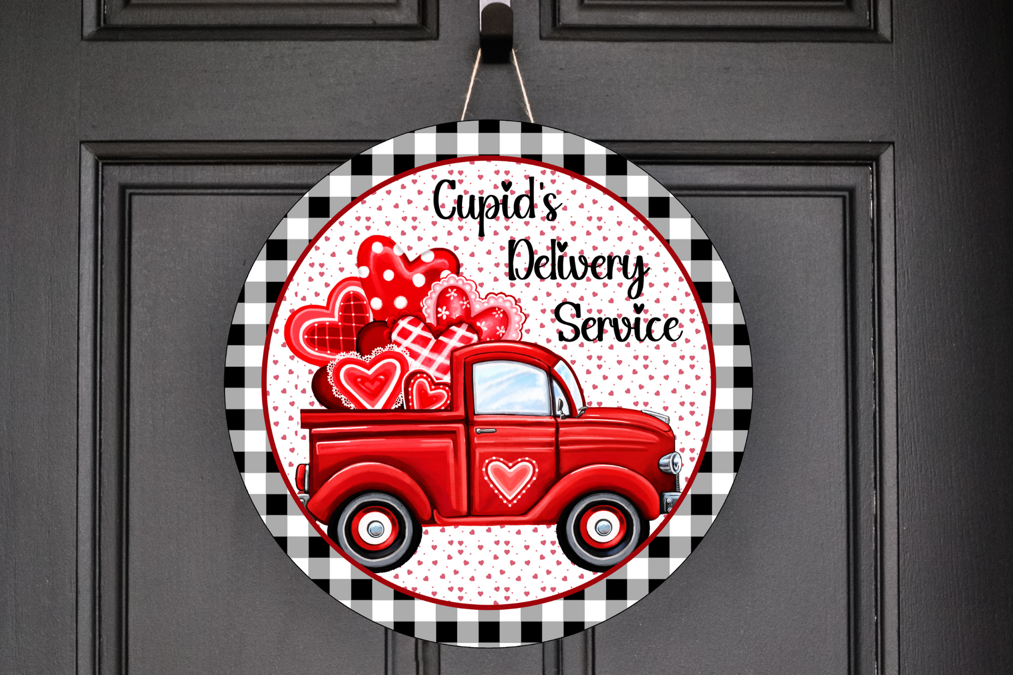 Cupid's Delivery Service Wreath Sign