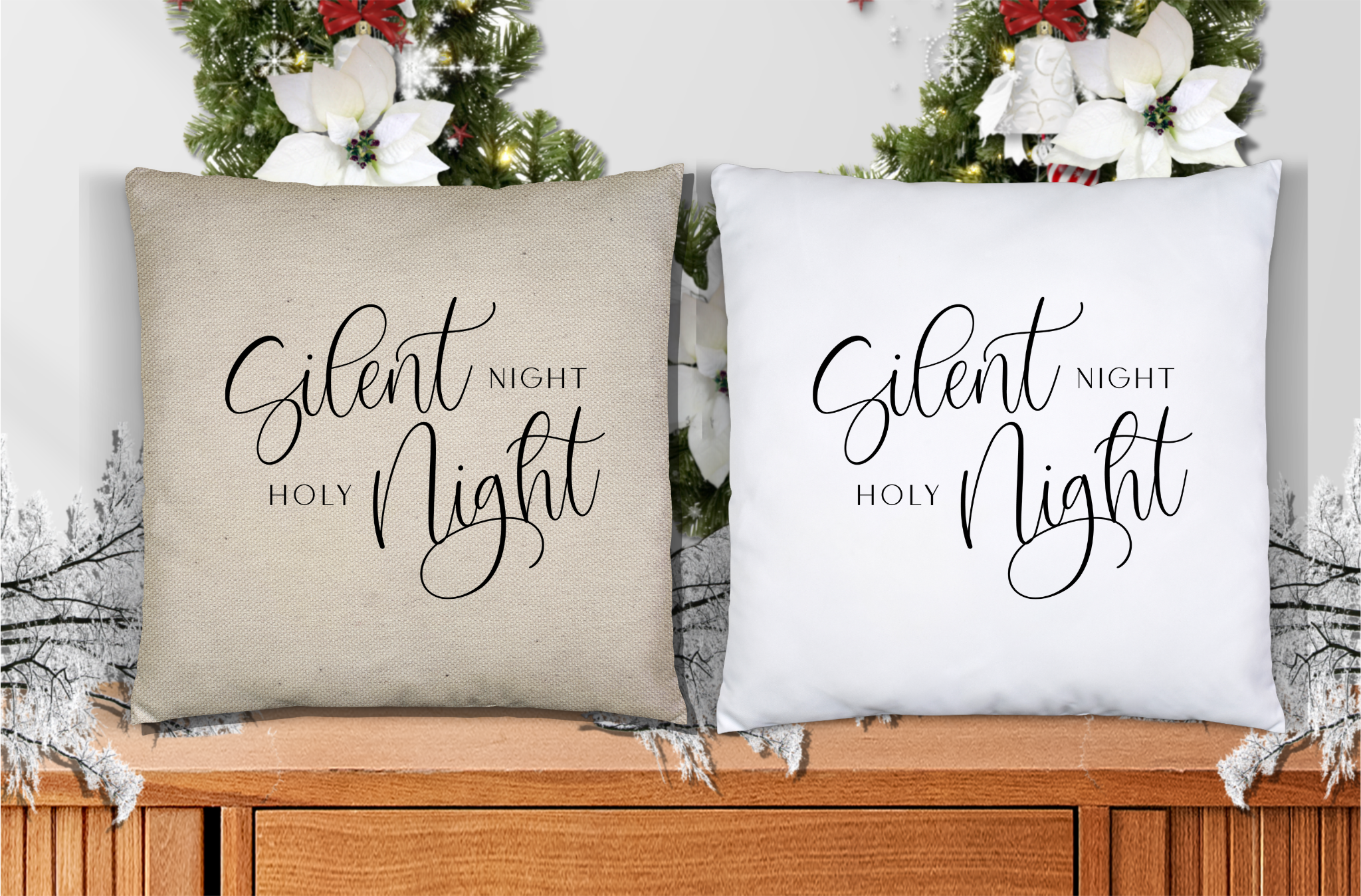Silent Night Holy Night Throw Pillow Cover