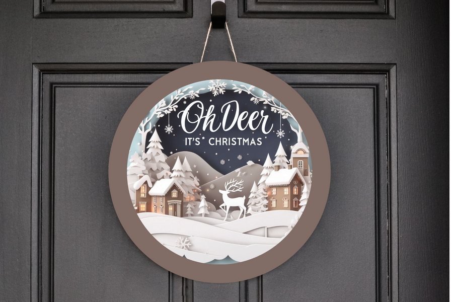 Oh Deer It' Christmas Wreath Sign/Aluminum Sign