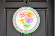 Valentine's Conversation Hearts Candy Wreath Sign