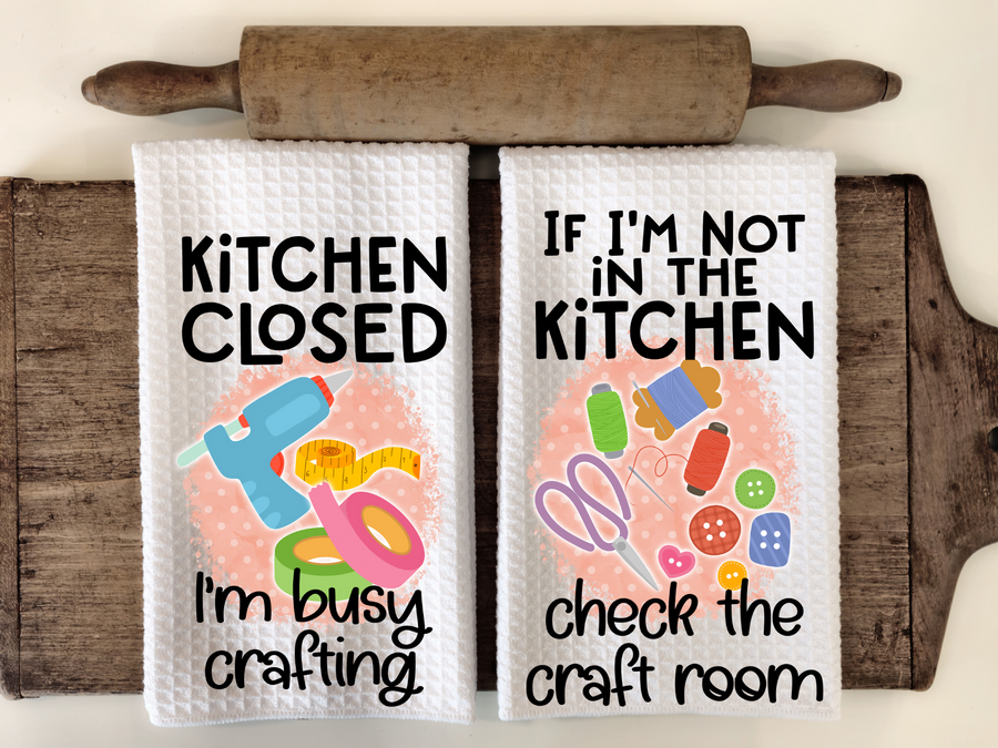 Crafting Themed  Set of 2 Kitchen Towels