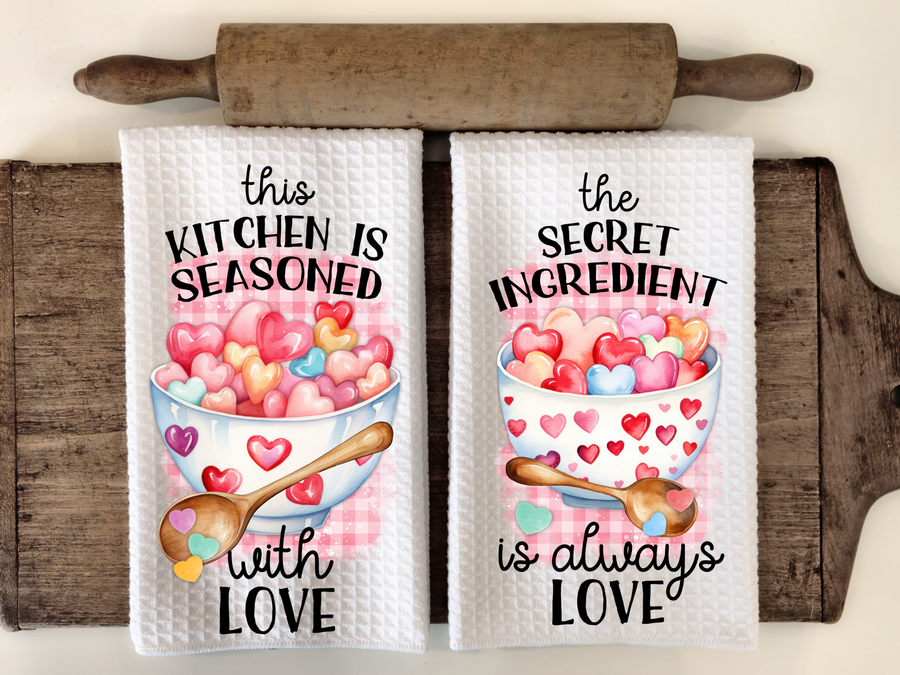 Seasoned With Love Themed  Set of 2 Kitchen Towels