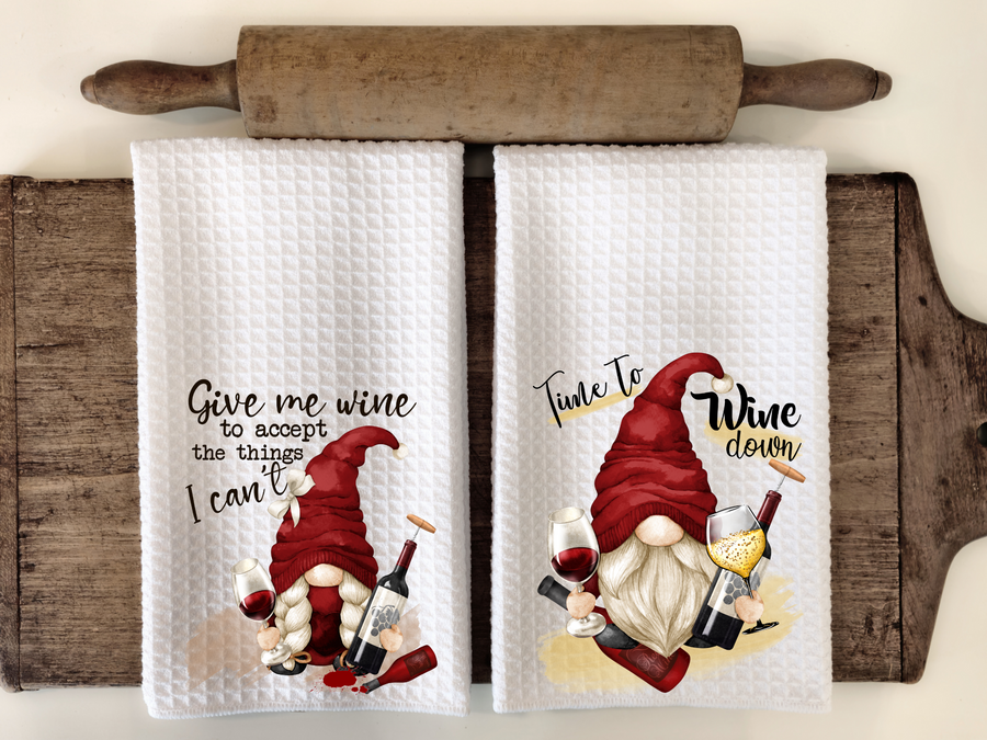 Your Choice of 2 Wine Themed Kitchen Towels, Set of 2 Kitchen Towels